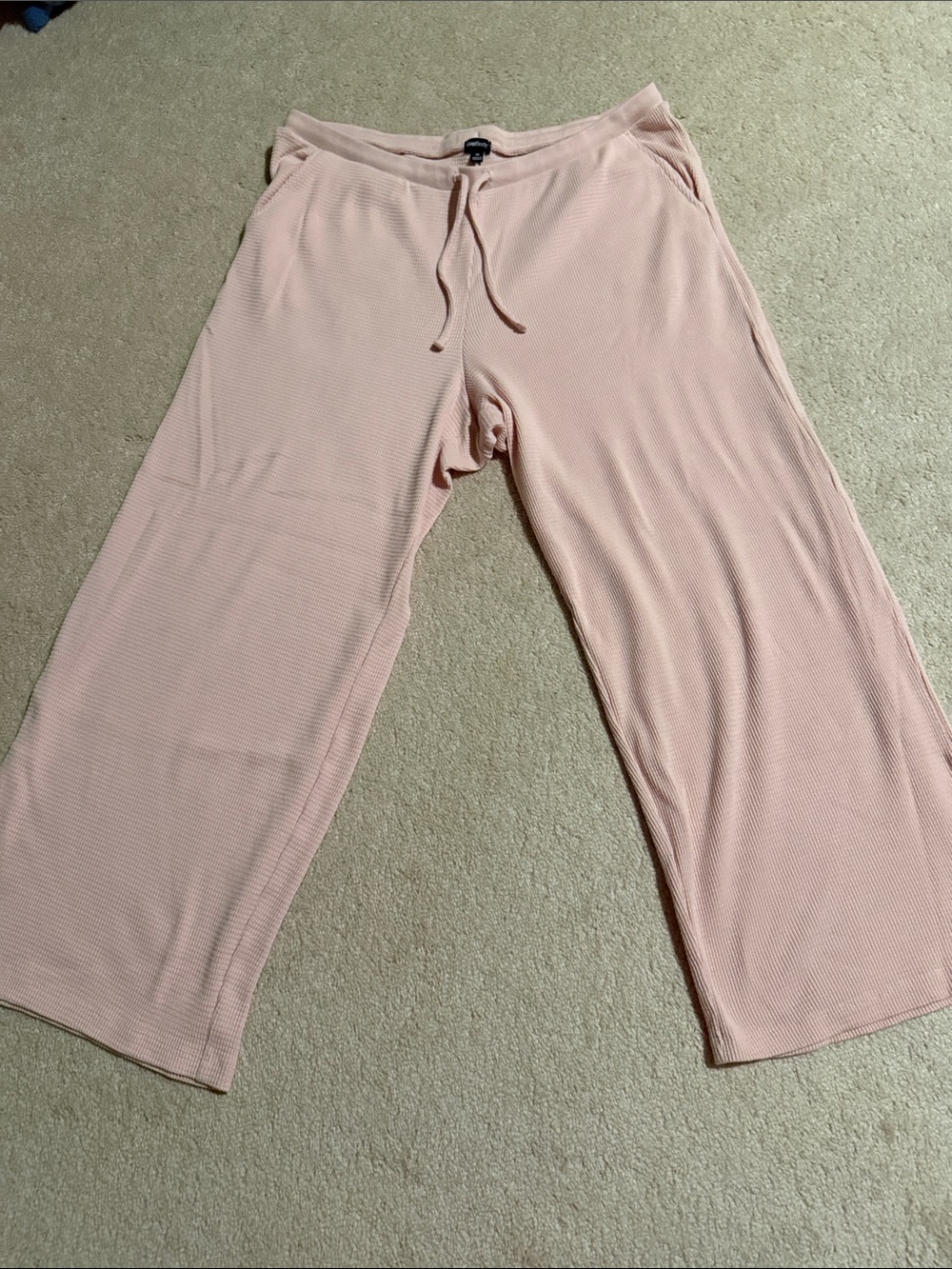 GapBody Soft Ribbed Wide-Leg Pajama Pants - Light Blush